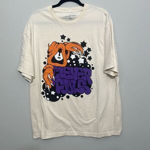 Clever Fools Mens White 100% Cotton Graphic Crew Neck Short Sleeve T-Shirt Sz XL